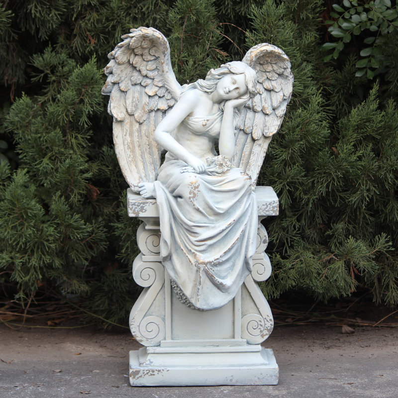 Trinx Angel on Pedestal Magnesium Garden Statue & Reviews | Wayfair